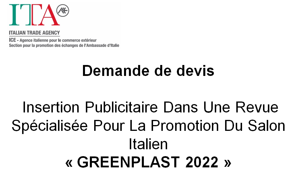 Demande Devis Insertion Publicitaire Presse Spécialisée Greenplast 2022