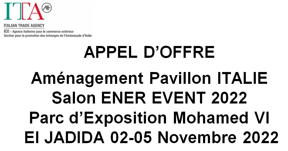Appel d'offre - Aménagement Pavillon Italie - ENER EVENT 