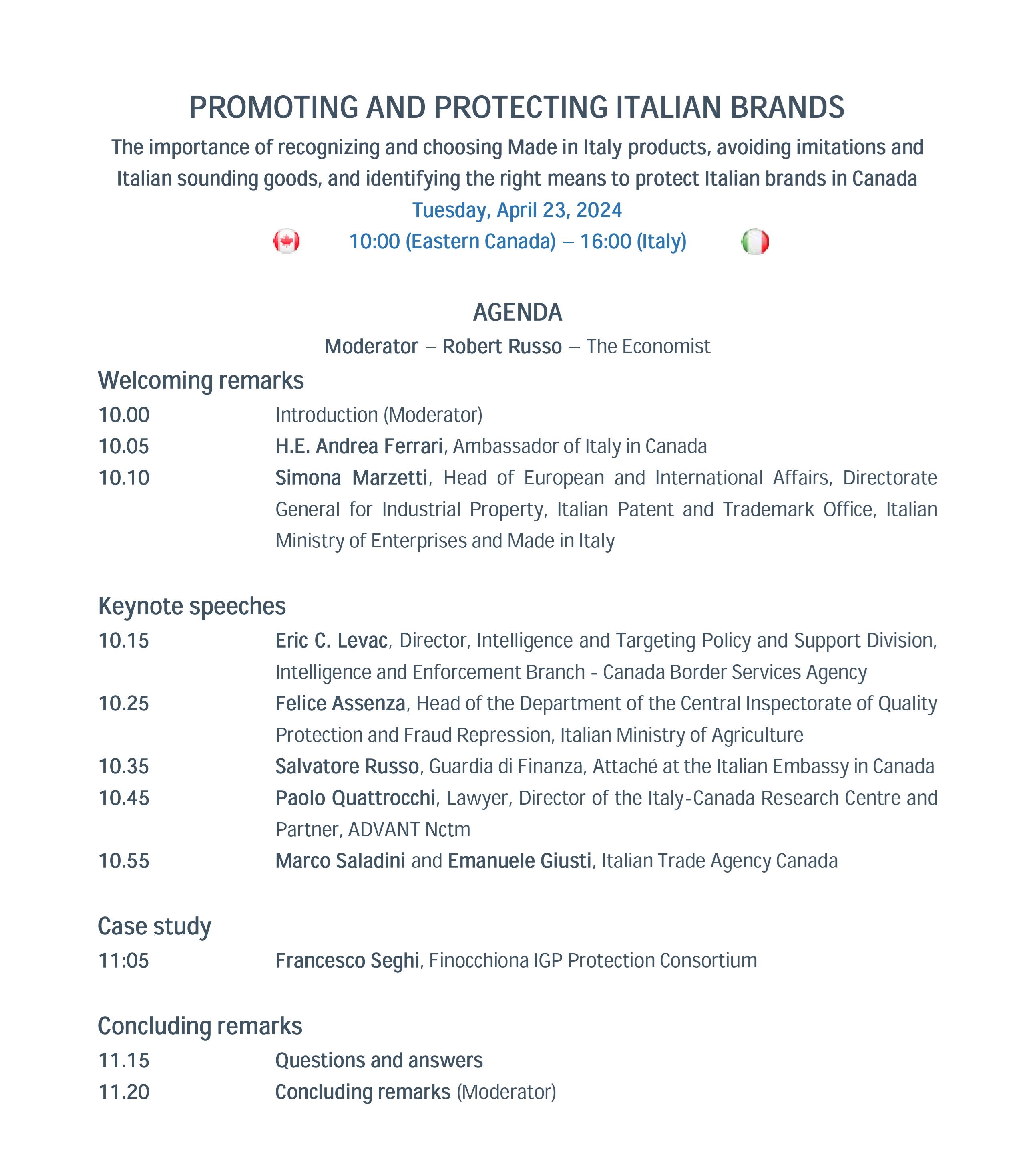 Agenda webinar tutela made in Italy
