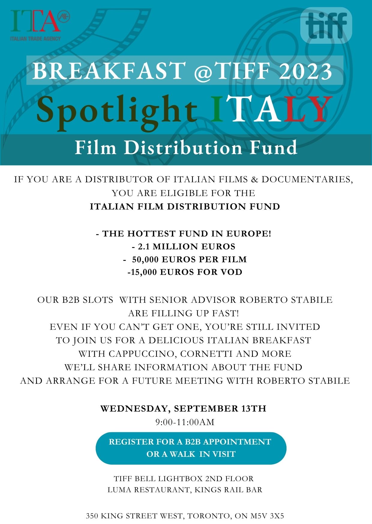 TIFF 2023- ITALIAN FILM DISTRIBUTION FUND FILM DISTRIBUTION FUND