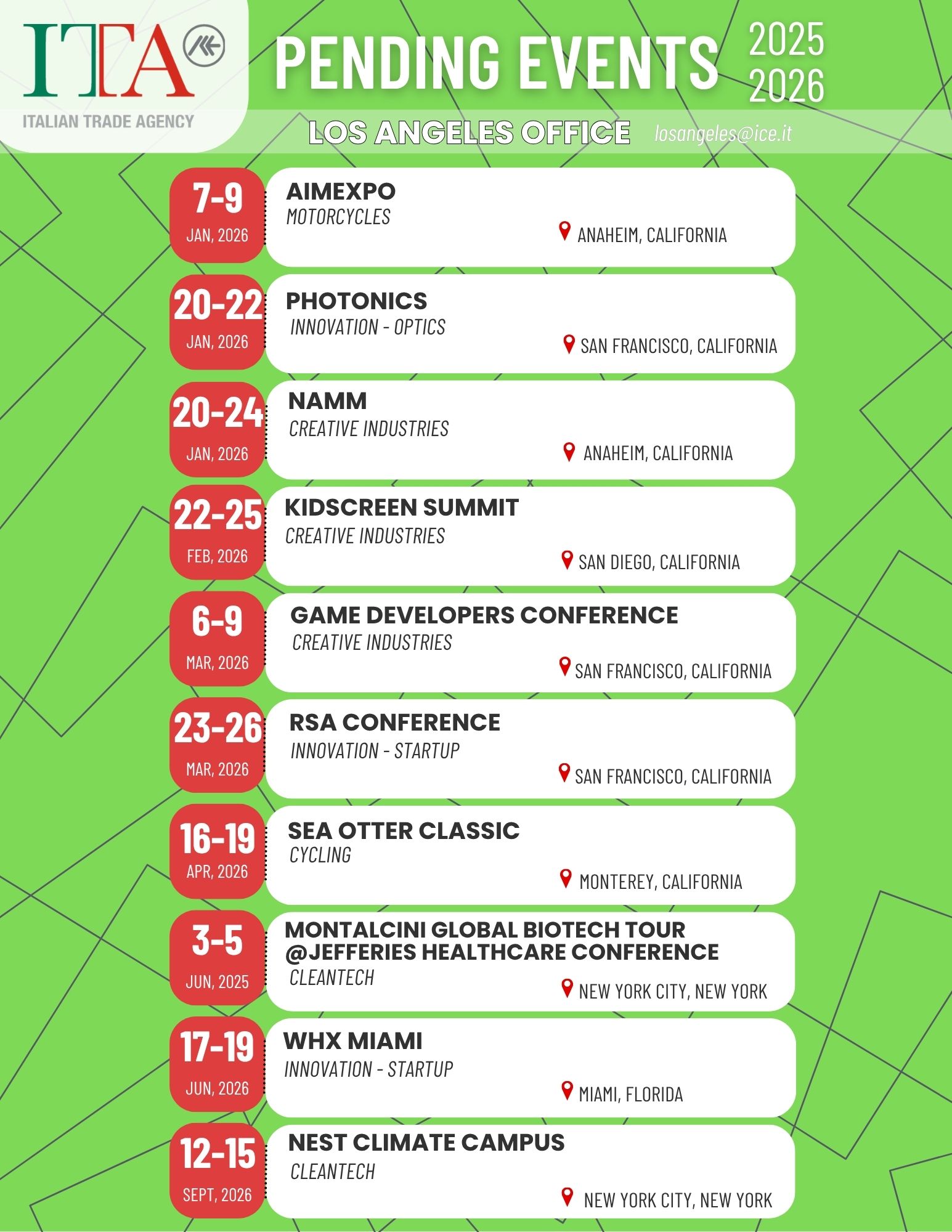 Pending Event Schedule 2025-2026