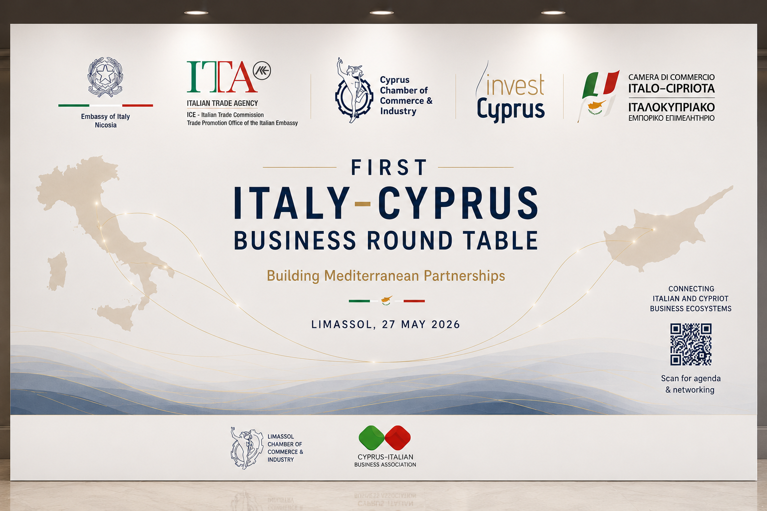 Official banner of First Italy-Cyprus Business Round Table