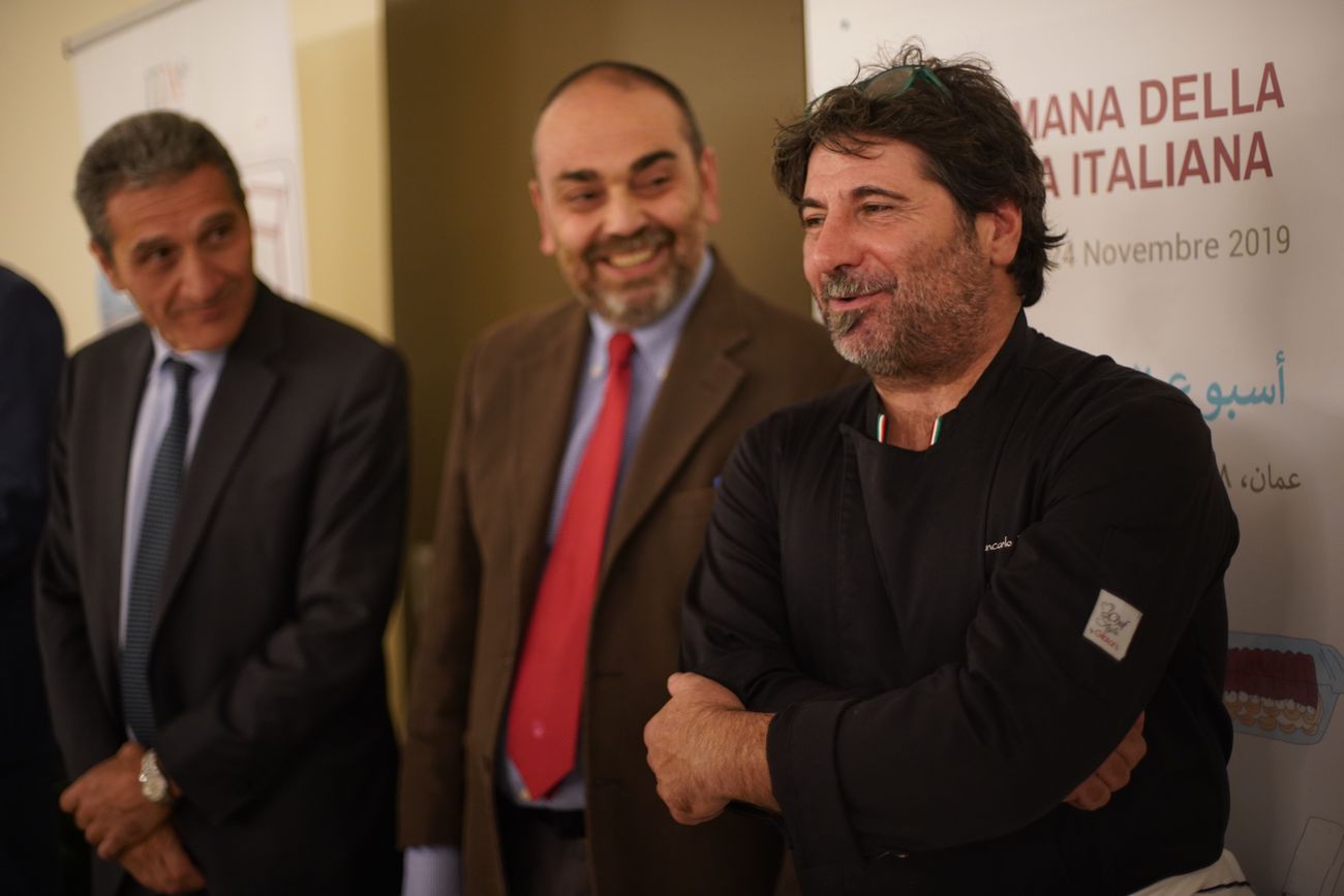 Italian Ambassador, Italian Trade Commissioner and Chef Giancarlo Forino at the Royal Acdemy for Culinary Atrs