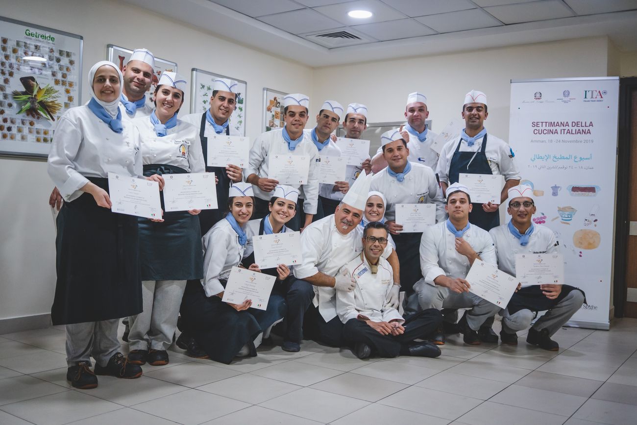 RACA students recive the certificates for the course with Chef Lucio Forino