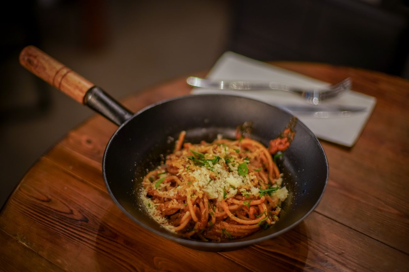 Spaghetti alla bolognese by Chef Giancarlo francia at Meat Mussels restaurant