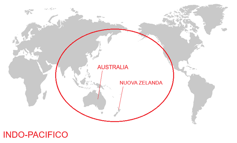 Mappa Indo-Pacifico - Australia e Nuova Zelanda